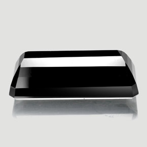 18.37캐럿 천연 검정색 투르말린, 에메랄드 컷, 23.2×9.4 mm, 불투명체
