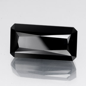 30.20캐럿 천연 검정색 투르말린, 에메랄드 컷, 24.9×12.6 mm, 불투명체