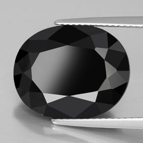 12.00캐럿 천연 검정색 투르말린, 타원형 컷, 16.4×13.2 mm, 불투명체