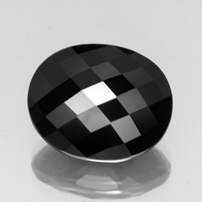 20.73캐럿 천연 검정색 투르말린, 타원형 컷, 19.4×16 mm, 불투명체