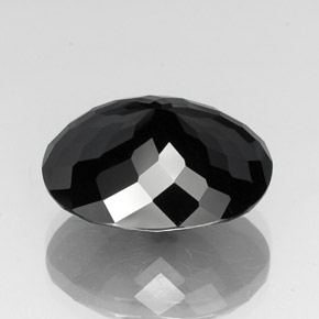 20.73캐럿 천연 검정색 투르말린, 타원형 컷, 19.4×16 mm, 불투명체