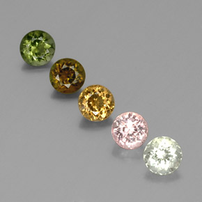 캐럿 천연 멀티컬러 투르말린 보석, 라운드 컷, 4.97 mm, VVS-VS