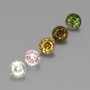 캐럿 천연 멀티컬러 투르말린 보석, 라운드 컷, 4.97 mm, VVS-VS