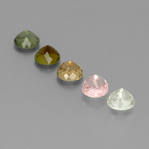 캐럿 천연 멀티컬러 투르말린 보석, 라운드 컷, 4.97 mm, VVS-VS