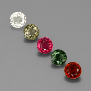 캐럿 천연 멀티컬러 투르말린 보석, 라운드 컷, 4.93 mm, VVS-VS