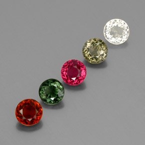 캐럿 천연 멀티컬러 투르말린 보석, 라운드 컷, 4.93 mm, VVS-VS