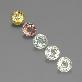 캐럿 천연 멀티컬러 투르말린 보석, 라운드 컷, 4.83 mm, VVS-VS