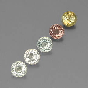 캐럿 천연 멀티컬러 투르말린 보석, 라운드 컷, 4.83 mm, VVS-VS