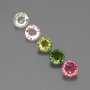 캐럿 천연 멀티컬러 투르말린 보석, 라운드 컷, 4.67 mm, VVS