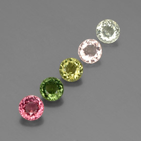캐럿 천연 멀티컬러 투르말린 보석, 라운드 컷, 4.67 mm, VVS