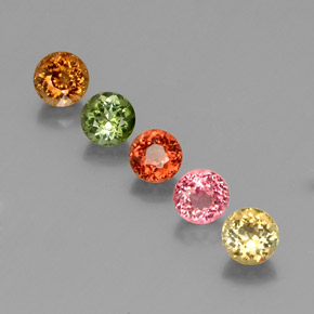 캐럿 천연 멀티컬러 투르말린 보석, 라운드 컷, 4.88 mm, VVS-VS