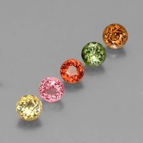 캐럿 천연 멀티컬러 투르말린 보석, 라운드 컷, 4.88 mm, VVS-VS