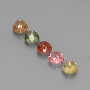 캐럿 천연 멀티컬러 투르말린 보석, 라운드 컷, 4.88 mm, VVS-VS