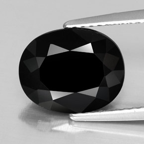 3.07캐럿 천연 검정색 투르말린, 타원형 컷, 10.8×8.7 mm, 불투명체