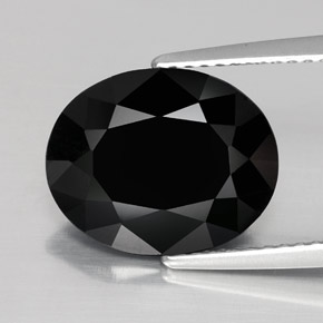 4.31캐럿 천연 검정색 투르말린, 타원형 컷, 12.5×10 mm, 불투명체