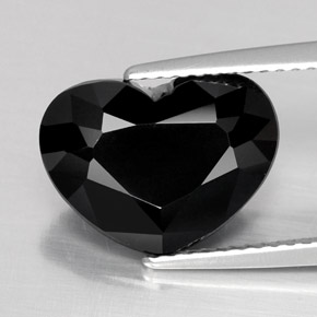 5.32캐럿 천연 검정색 투르말린, 하트 모양, 12.9×9.7 mm, 불투명체