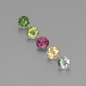 캐럿 천연 멀티컬러 투르말린 보석, 라운드 컷, 4.18 mm, VS