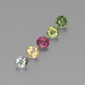 캐럿 천연 멀티컬러 투르말린 보석, 라운드 컷, 4.18 mm, VS