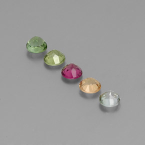 캐럿 천연 멀티컬러 투르말린 보석, 라운드 컷, 4.18 mm, VS