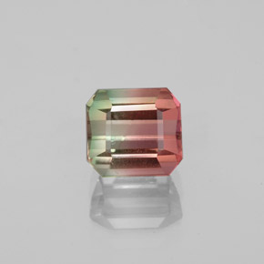 1.50캐럿 천연 바이컬러 투르말린, 에메랄드 컷, 6.4×5.9 mm, VS