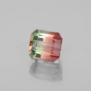 1.50캐럿 천연 바이컬러 투르말린, 에메랄드 컷, 6.4×5.9 mm, VS