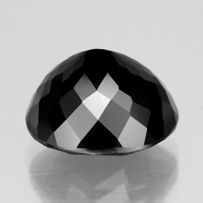 10.02캐럿 천연 검정색 투르말린, 타원형 컷, 13.5×12.1 mm, 불투명체