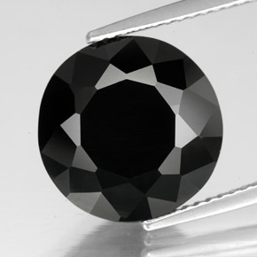 7.35캐럿 천연 검정색 투르말린, 라운드 컷, 12.38 mm, 불투명체