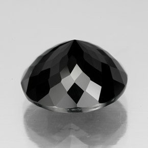 7.35캐럿 천연 검정색 투르말린, 라운드 컷, 12.38 mm, 불투명체