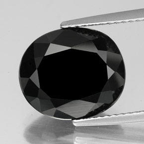 6.33캐럿 천연 검정색 투르말린, 타원형 컷, 12.8×11 mm, 불투명체