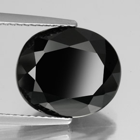 6.33캐럿 천연 검정색 투르말린, 타원형 컷, 12.8×11 mm, 불투명체