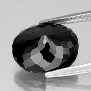 6.33캐럿 천연 검정색 투르말린, 타원형 컷, 12.8×11 mm, 불투명체