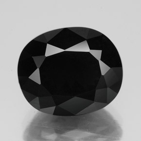 6.92캐럿 천연 검정색 투르말린, 타원형 컷, 12.5×10.5 mm, 불투명체