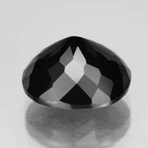 6.92캐럿 천연 검정색 투르말린, 타원형 컷, 12.5×10.5 mm, 불투명체
