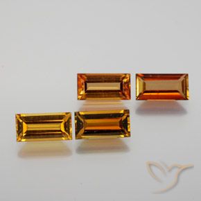 3.16캐럿 천연 딥 오렌지 전기석 보석, 바게트, VS