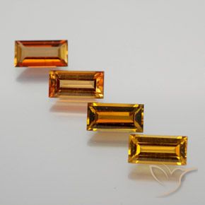 3.16캐럿 천연 딥 오렌지 전기석 보석, 바게트, VS