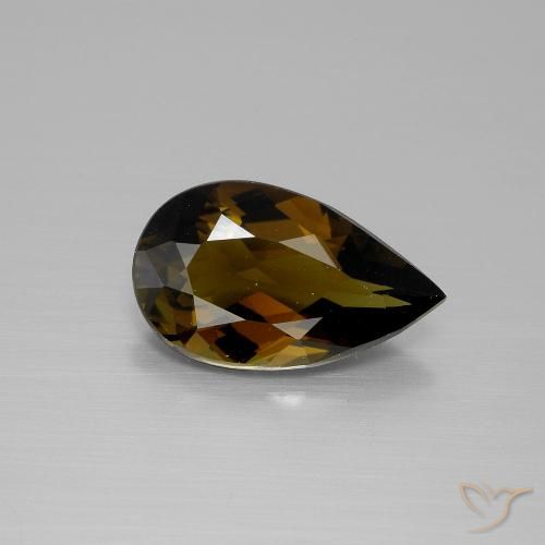 2.36ct 자연스러운 웜 브라운 전기석, 배 모양, VVS