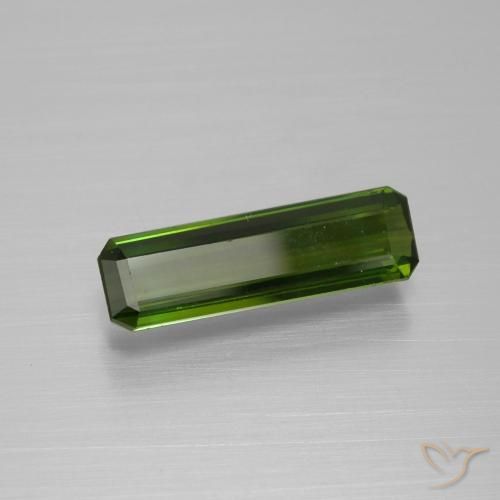 1.59캐럿 천연 포레스트 그린 투르말린, 에메랄드 컷, 13.8×4.2 mm, VVS-VS