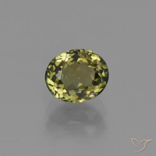 1.09ct 자연스러운 따뜻한 흙빛 녹색 전기석, 타원형, VVS-VS