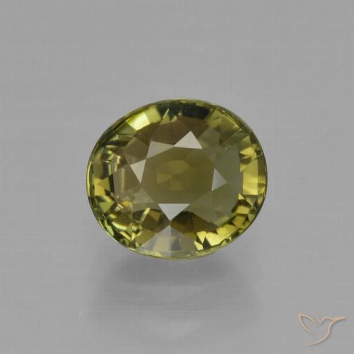 1.34ct 자연스러운 따뜻한 흙빛 녹색 전기석, 타원형, VVS