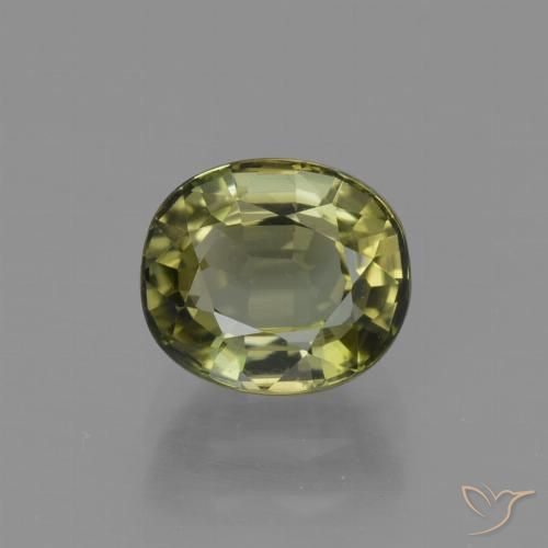 1.28ct 자연스러운 따뜻한 흙빛 녹색 전기석, 타원형, VVS