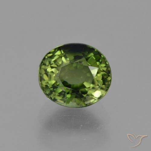 1.13ct 자연스러운 딥그린 전기석, 타원형, VVS