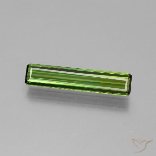 1.08ct 자연스러운 미디엄 그린 전기석, 에메랄드 컷, VVS