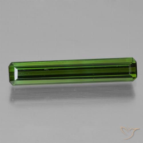 1.25ct 자연스러운 짙은 흙빛 녹색 전기석, 에메랄드 컷, VVS-VS