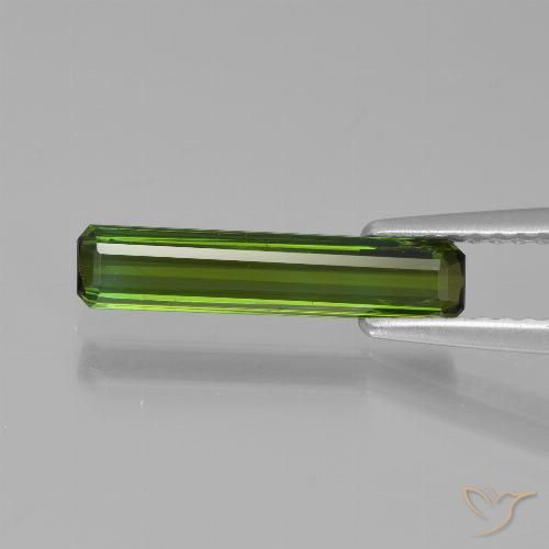0.87ct 자연스러운 미디엄 그린 전기석, 에메랄드 컷, VVS-VS