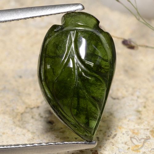 4.86ct 자연스러운 포레스트 그린 전기석, 팬시한, 투명한