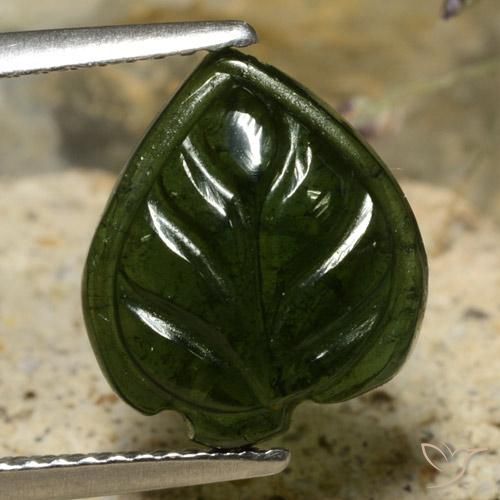 3.63ct 자연스러운 짙은 녹색 전기석, 팬시한, 투명한