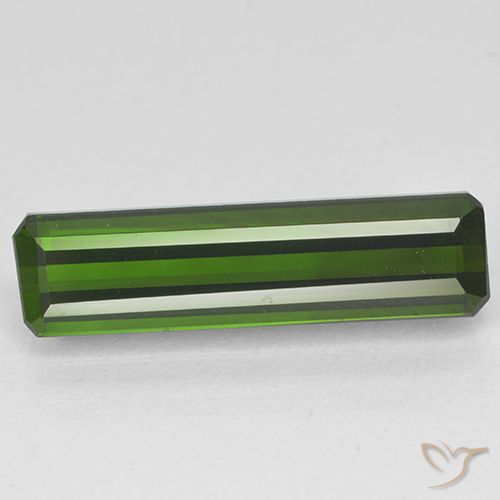 3.42ct 자연스러운 짙은 녹색 전기석, 에메랄드 컷, VVS