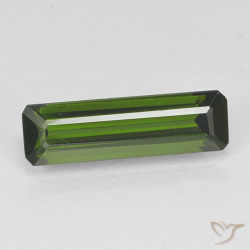 1.27ct 자연스러운 짙은 녹색 전기석, 에메랄드 컷, VVS
