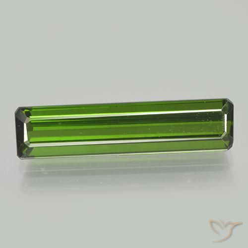 2.27ct 자연스러운 흙빛 녹색 전기석, 에메랄드 컷, VVS-VS