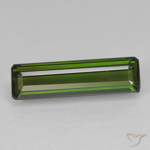 2.63ct 자연스러운 짙은 흙빛 녹색 전기석, 에메랄드 컷, VVS-VS